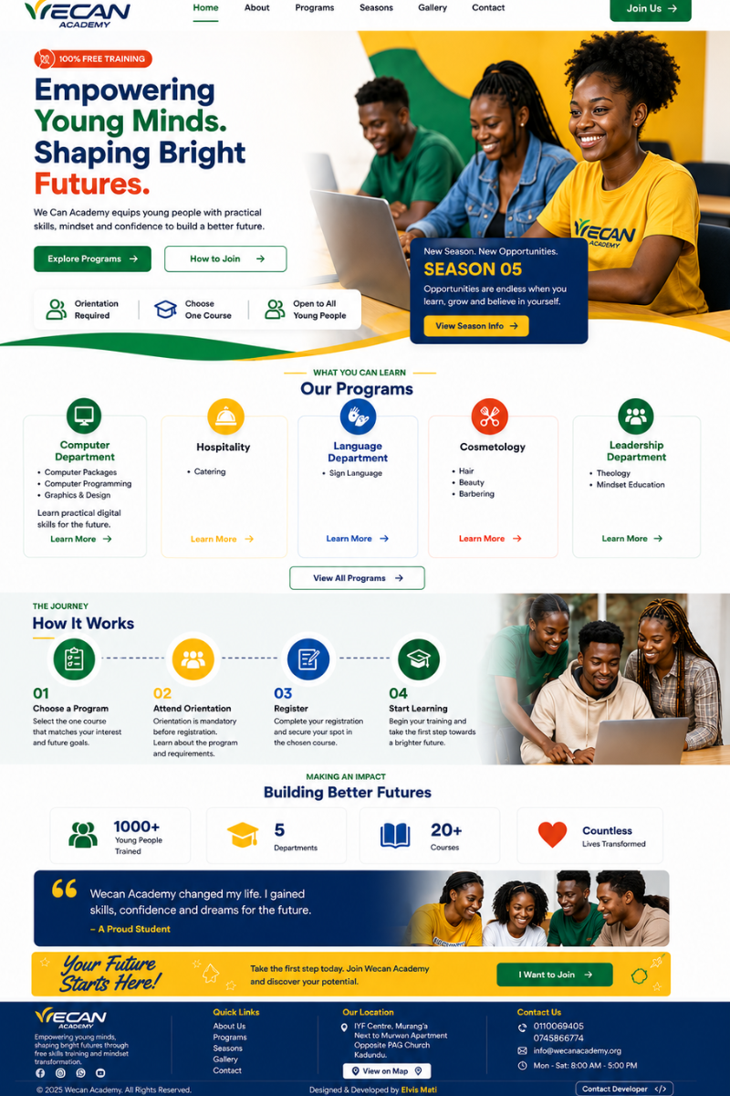 Free WeCan Academy Insititution Website Mockup